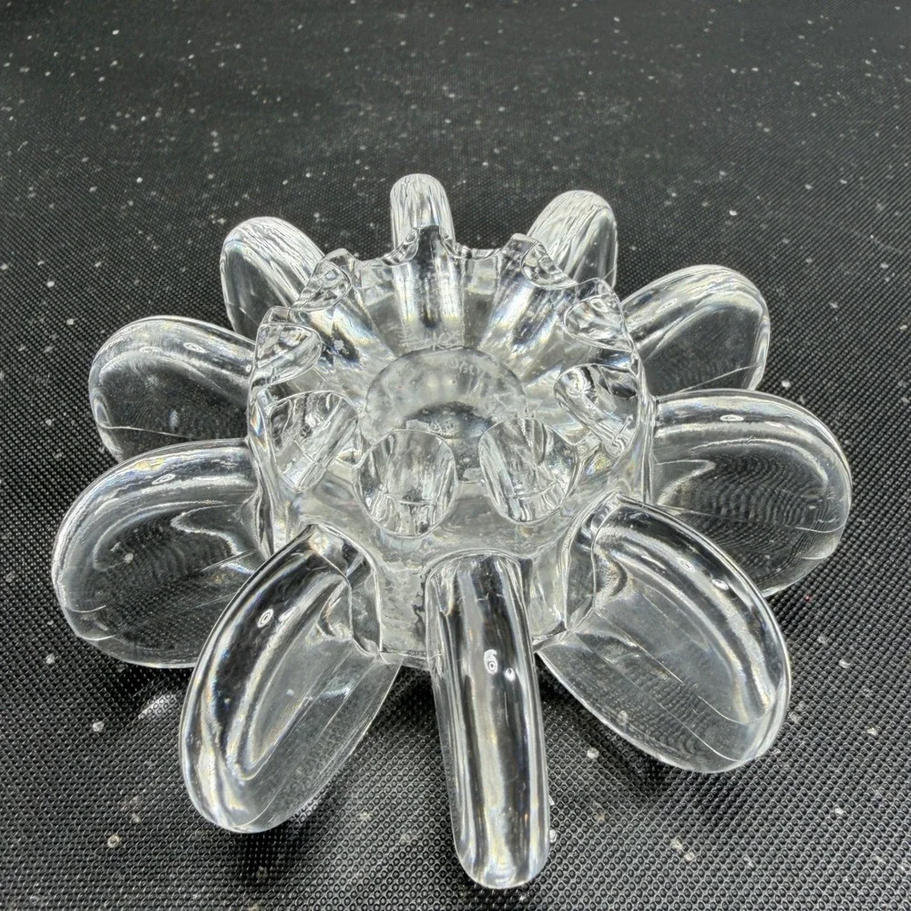 Rosenthal Studio Line Flower Disc Crystal Taper Candle Holder Set of 2 Germany